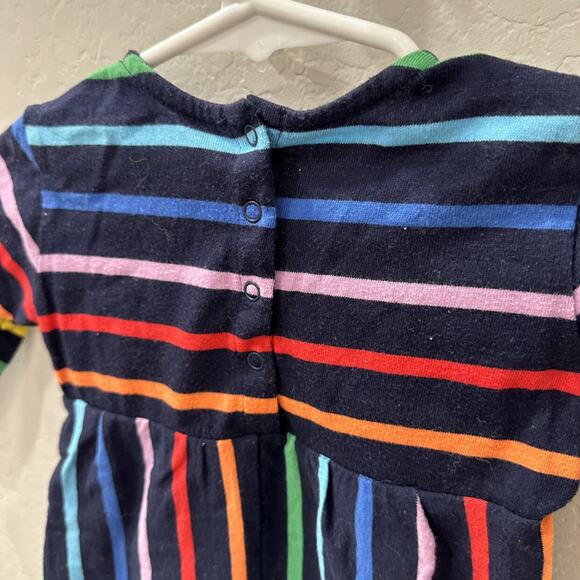 Primary Dark Rainbow Stripe Baby Long Sleeve Romper - Picture 5 of 7